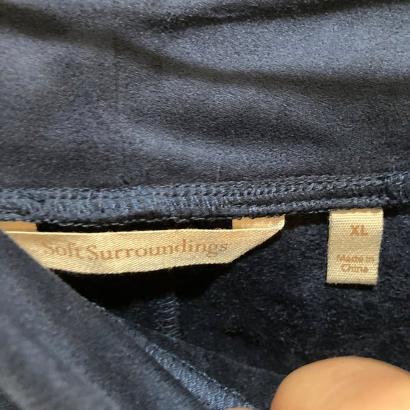 NWT soft surroundings blue velour laser cut culotte crop pant XL - Picture 3 of 7